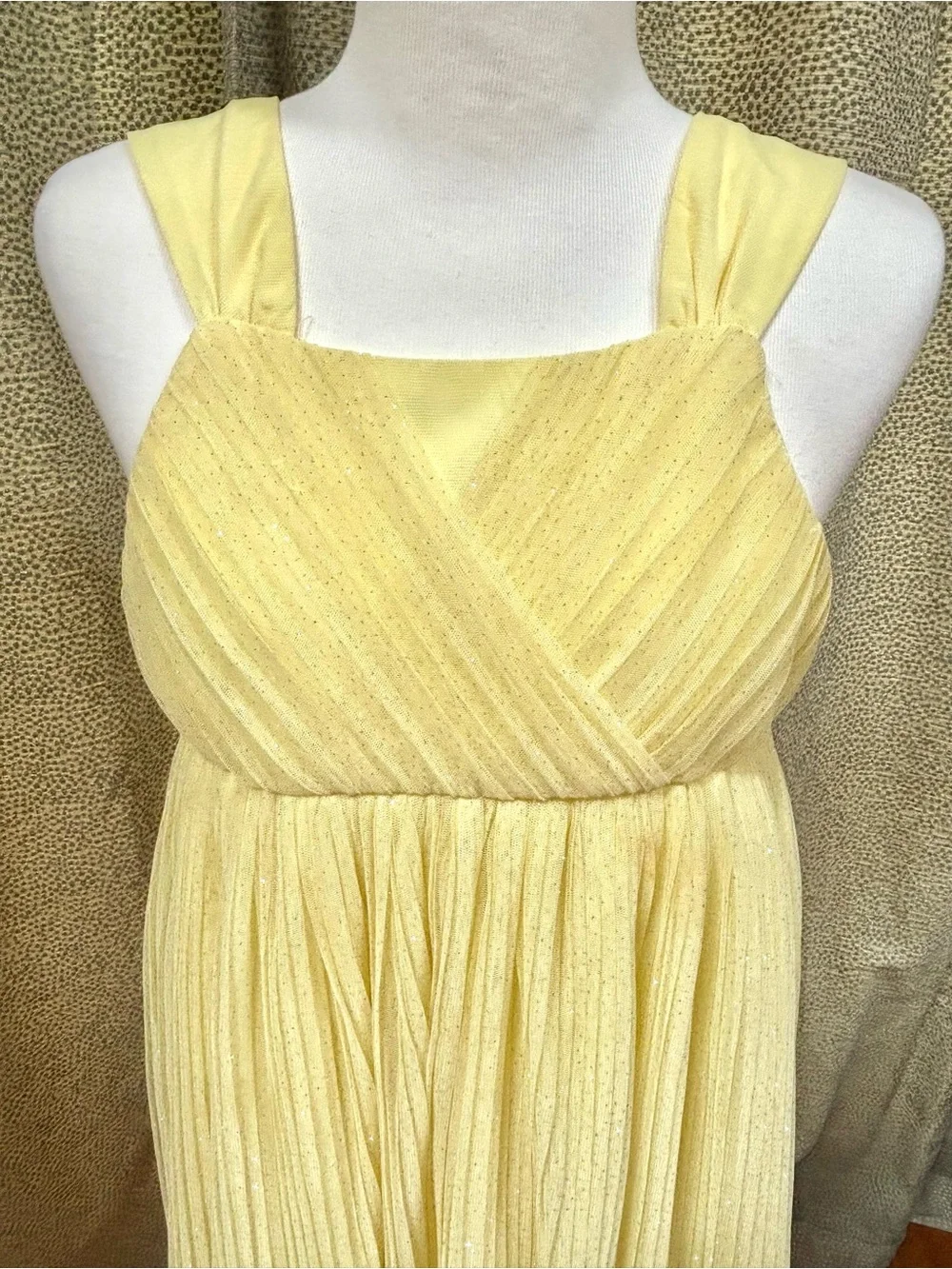 H&M Pale Yellow Pleated Midi Dress